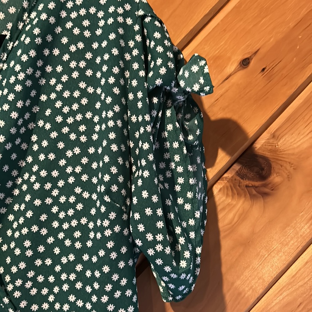Green white dot Bohemia ruffle wrap maxi dress - Picture 7 of 9